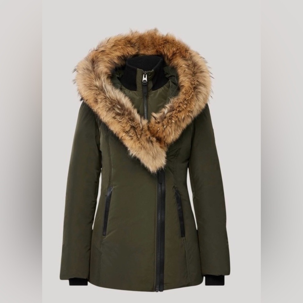 Mackage Olive Green Jacket with Fur Trim